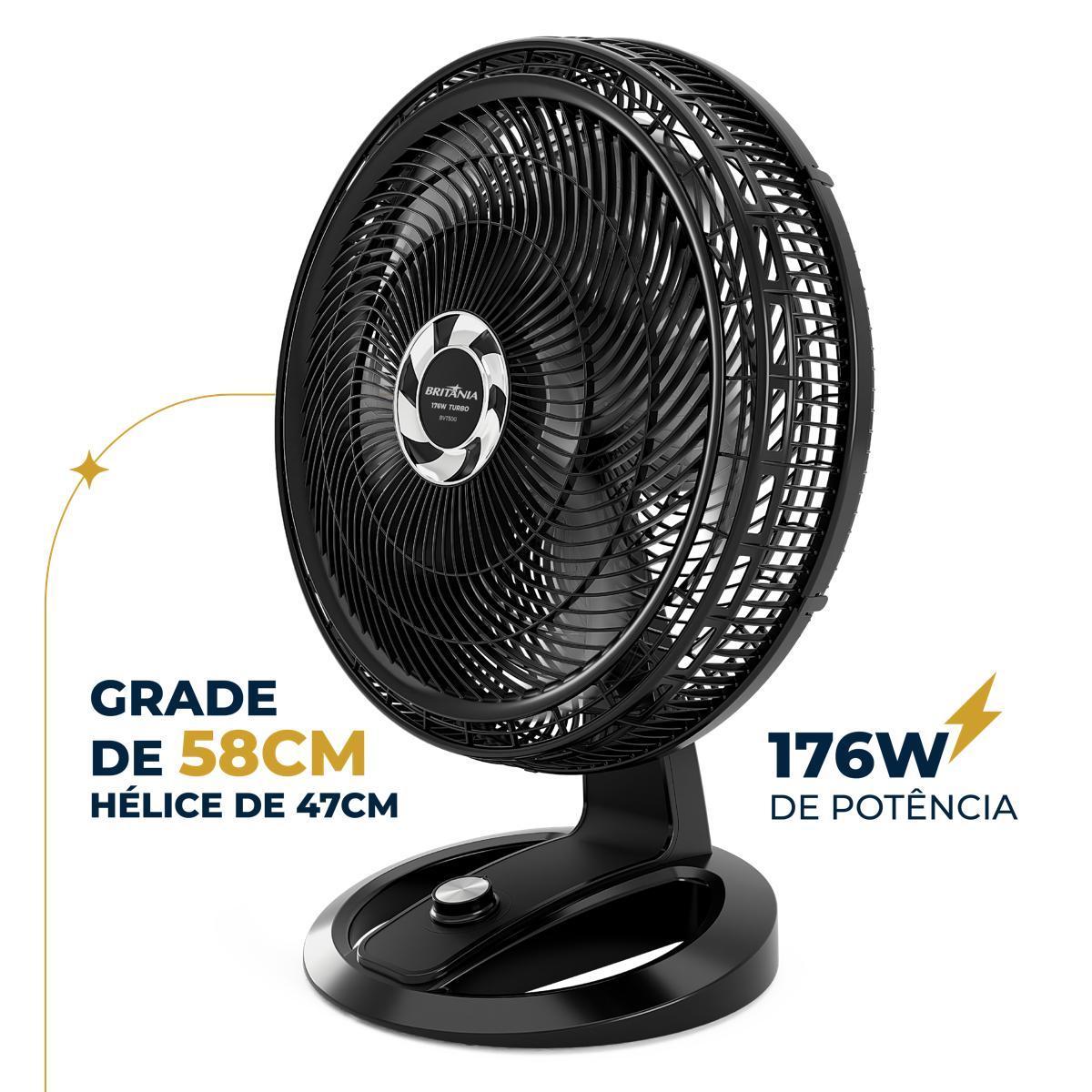 Ventilador Britânia 2 em 1 BVT500 Tecnologia Maxx Force 176W 127V Preto