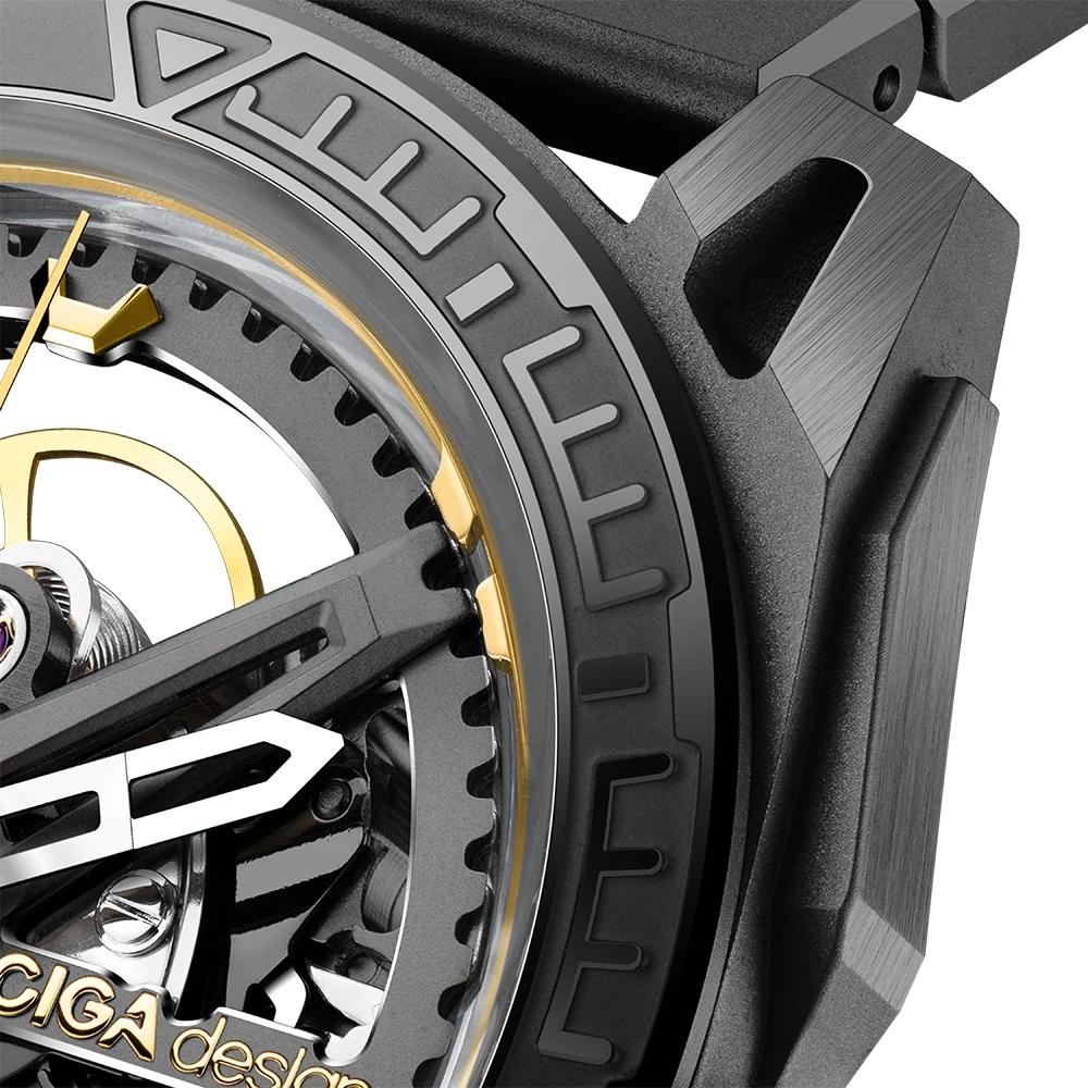 Relógio Masculino CIGA design Skeleton EDGE Falcon Carbon Z039 GG01 1G