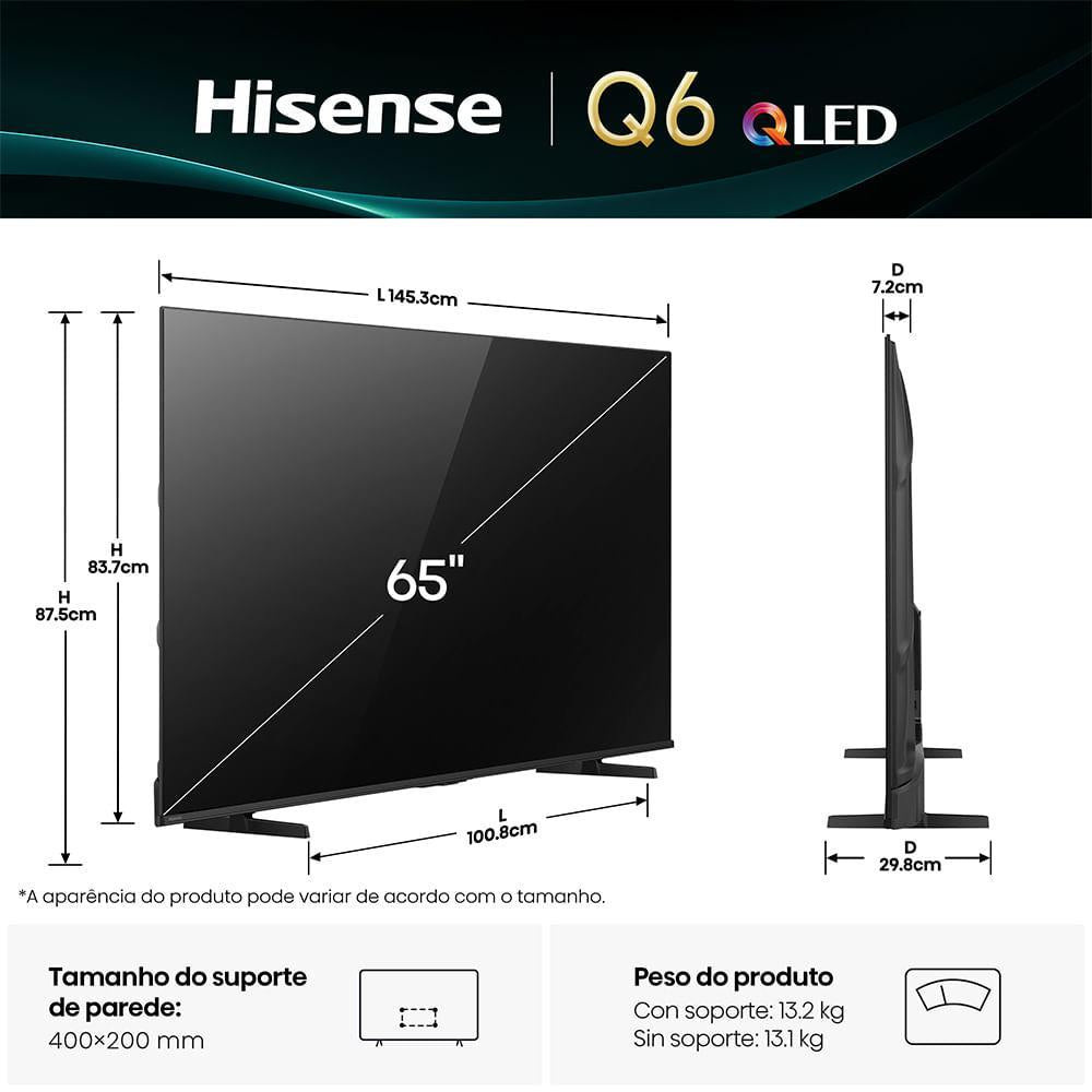 SMART TV 65” 4K UHD HISENSE QLED 65Q6QV
