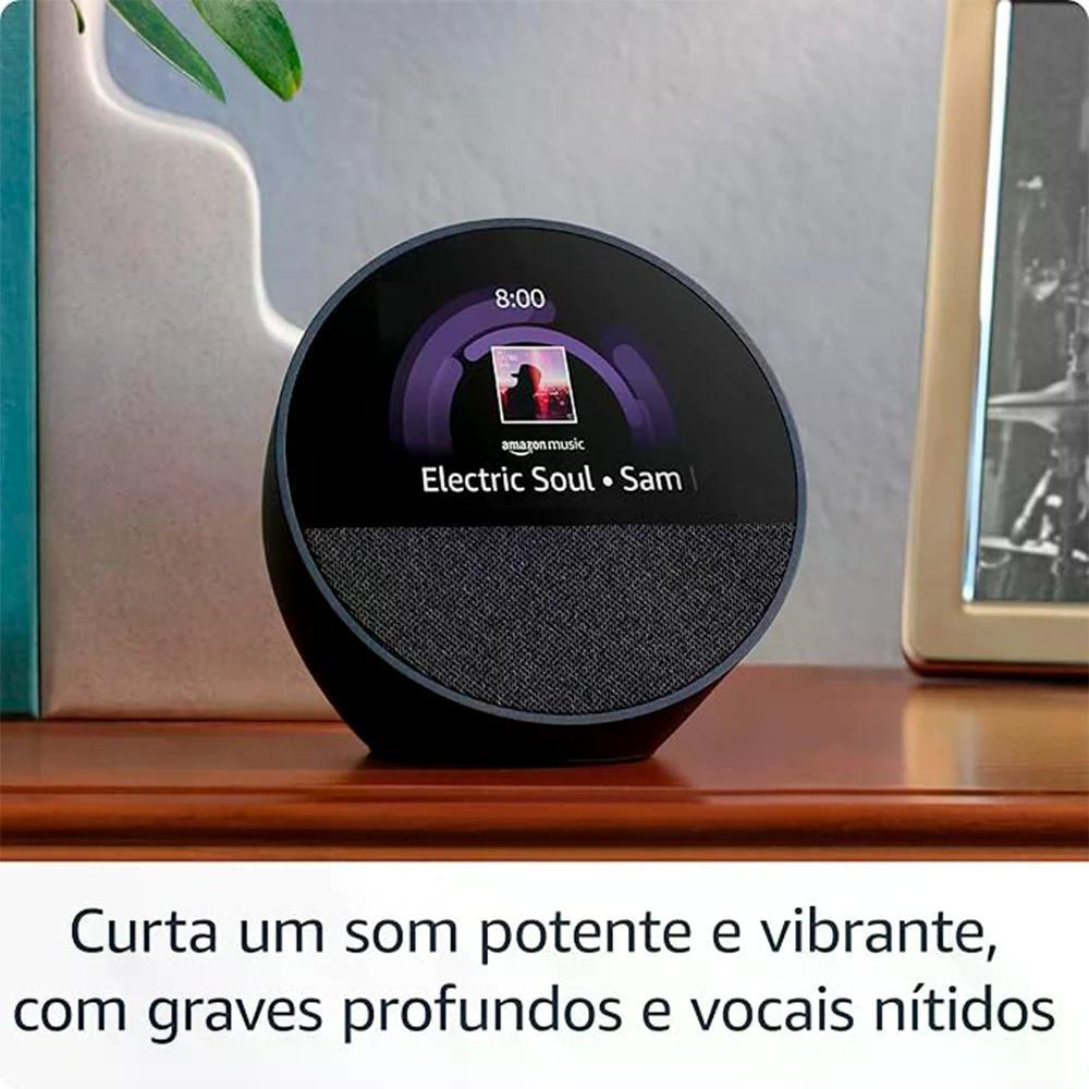 Echo Spot 2024 com Assistente Despertador Inteligente com Som Vibrante Preta