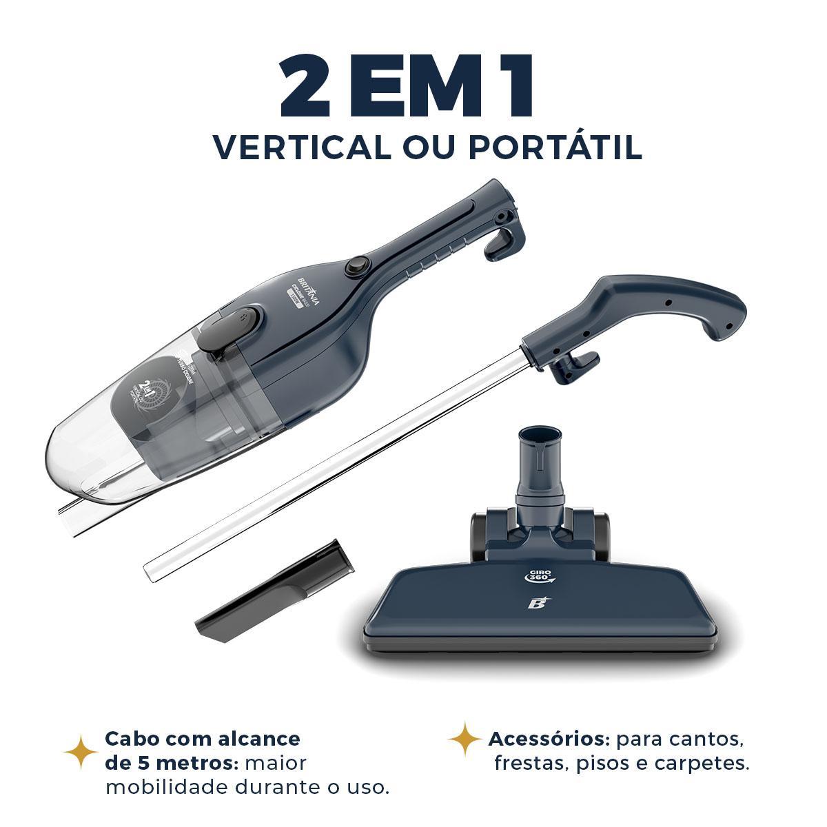 Aspirador de Pó Vertical Britânia 2 em 1 1500W BAS30 1,5L 220V