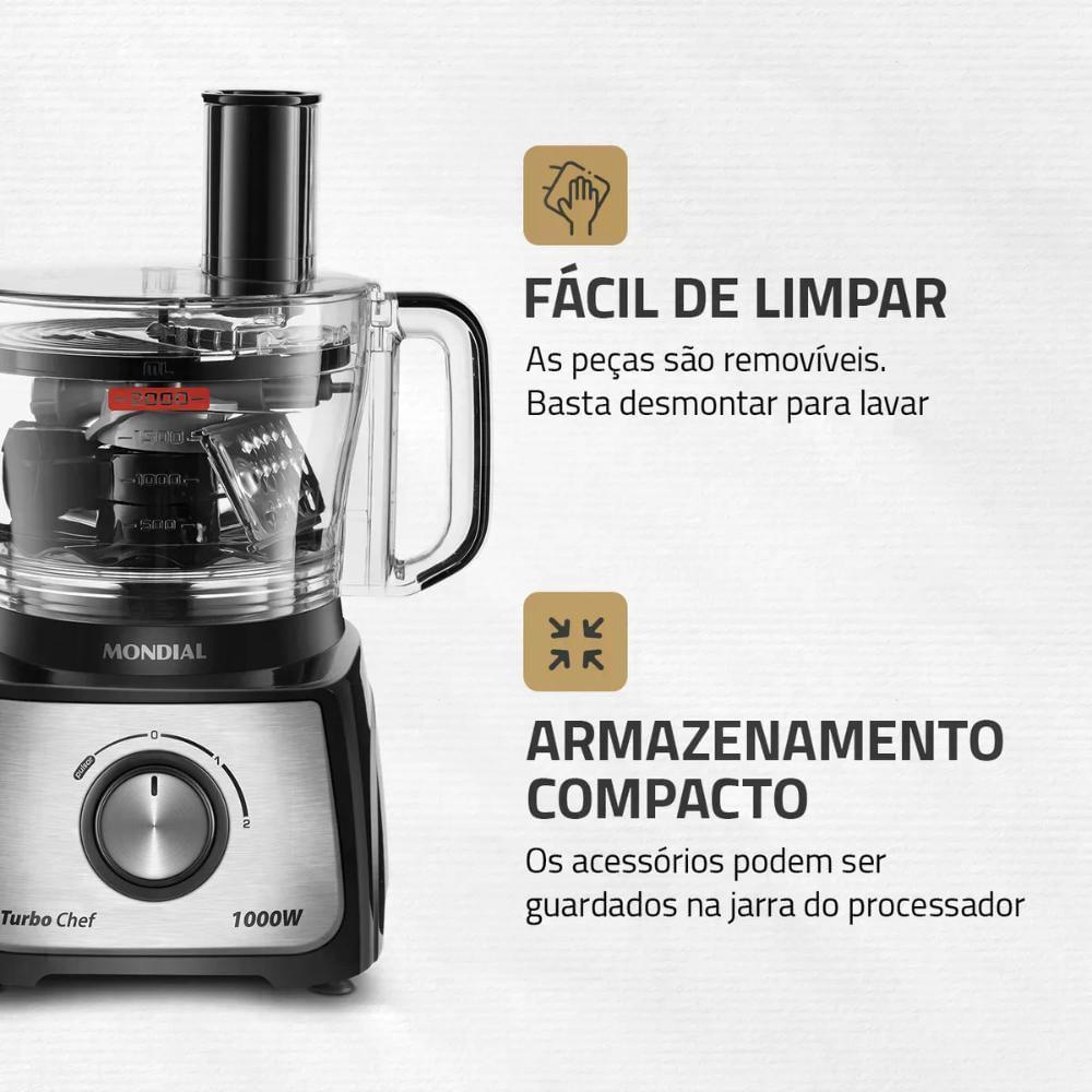 Multiprocessador Turbo Chef 5 em 1 Mondial Preto 1000W MPN-01-B 220V