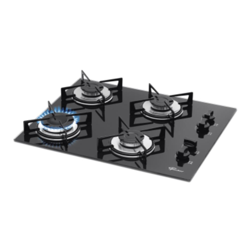 COOKTOP GÁS FISCHER 4 BOCAS VIDRO BIVOLT