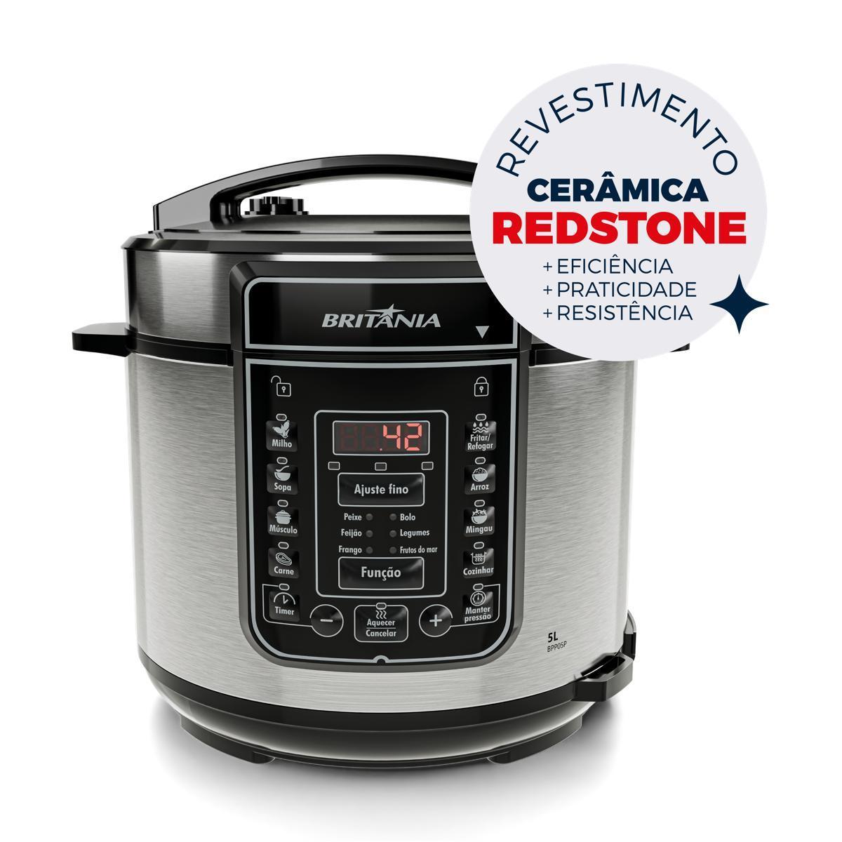 Panela de Pressão Britânia 5L 13 Receitas 900W BPP05P Preto 220V