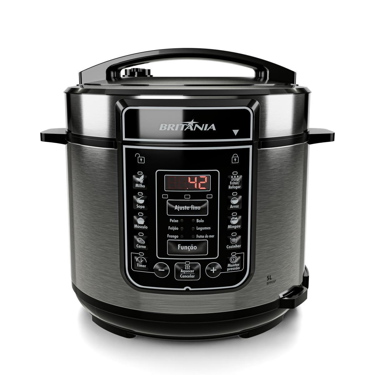 Panela de Pressão Britânia 5L 13 Receitas 900W BPP05P Preto 220V