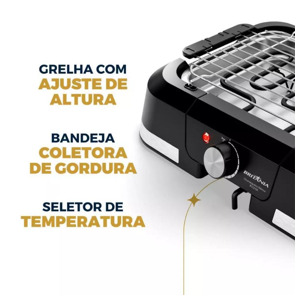 Churrasqueira Elétrica Britânia 1500W Menos Fumaça BCQ10A Preto 127V