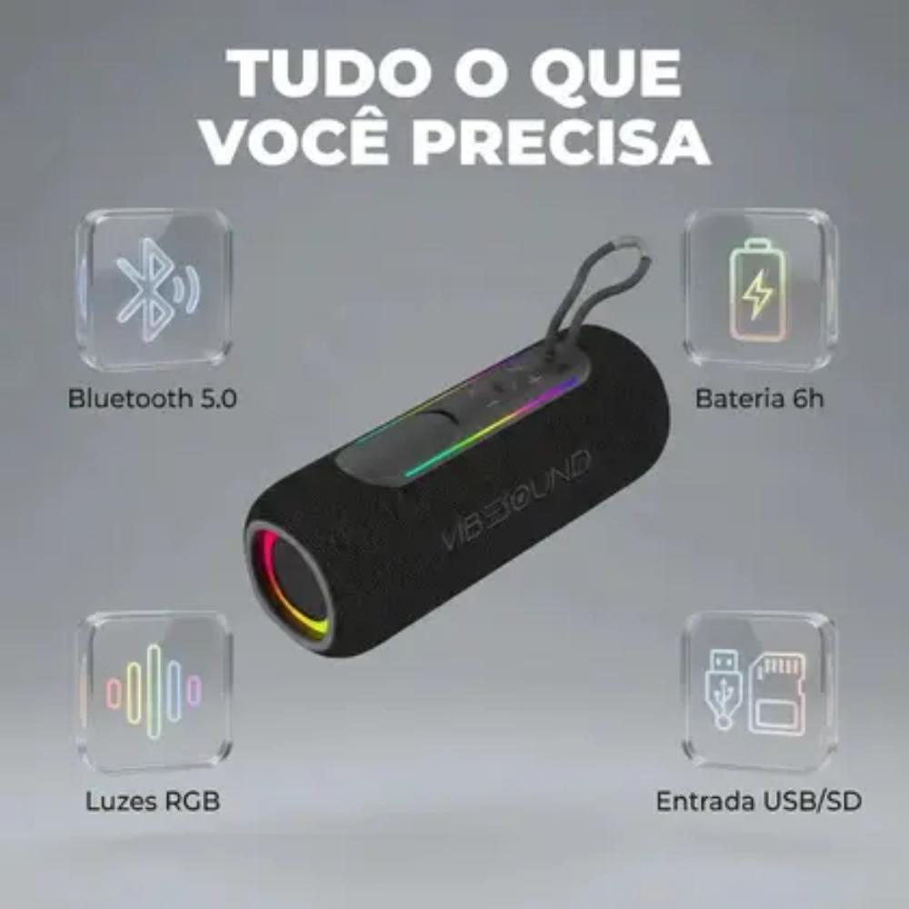 Caixa de Som Portátil Vibe Sound V2 Go 20w Rms VS012 Preto