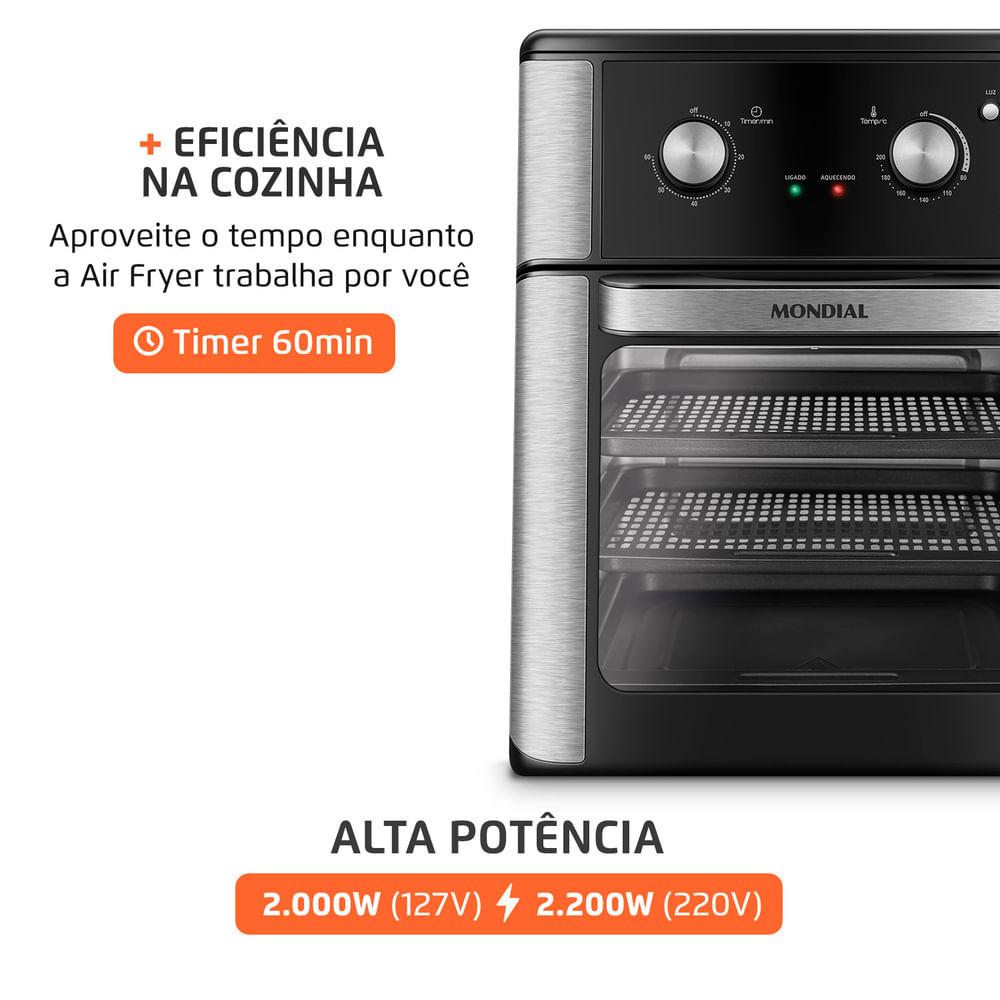 Fritadeira Air Fryer Forno Oven 12L Mondial Preto 2000W Afon-12L-Ab 220V