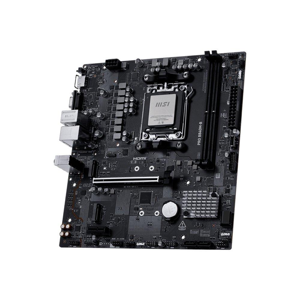 Placa Mãe MSI PRO B840M B LAN de 2,5G USB AMD compatível com até AMD Ryzen 9000