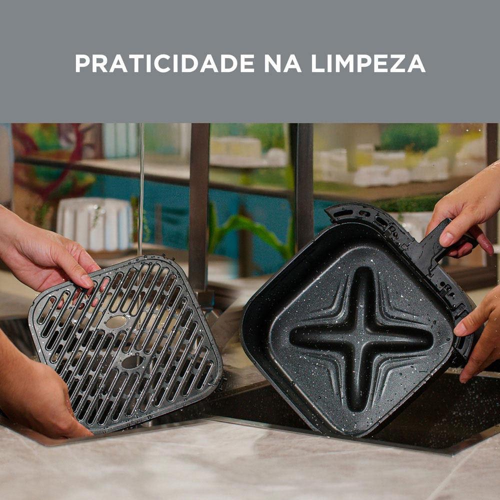 Fritadeira Air Fryer 4,5L Widemax Cyclone Preto e Inox Midea 127V