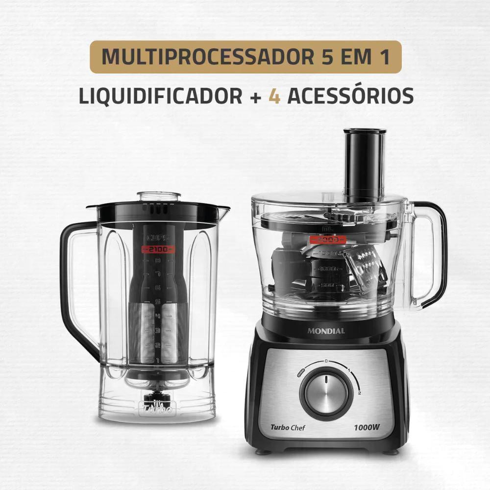 Multiprocessador Turbo Chef 5 em 1 Mondial Preto 1000W MPN-01-B 220V