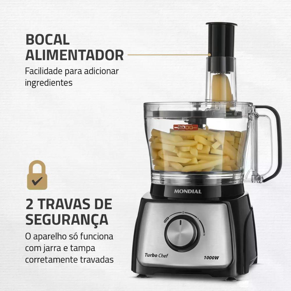 Multiprocessador Turbo Chef 5 em 1 Mondial Preto 1000W MPN-01-B 220V