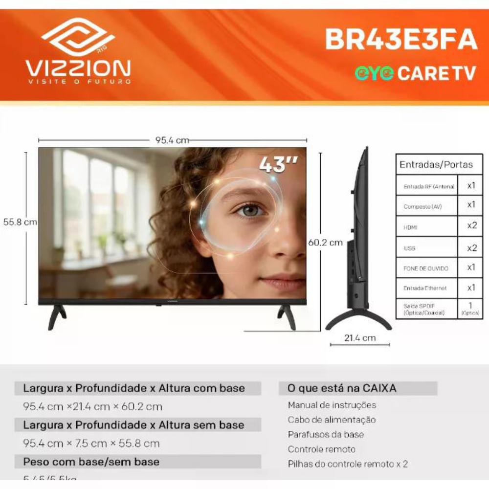 SMART TV RIG VIZZION 43 BR43E3FA