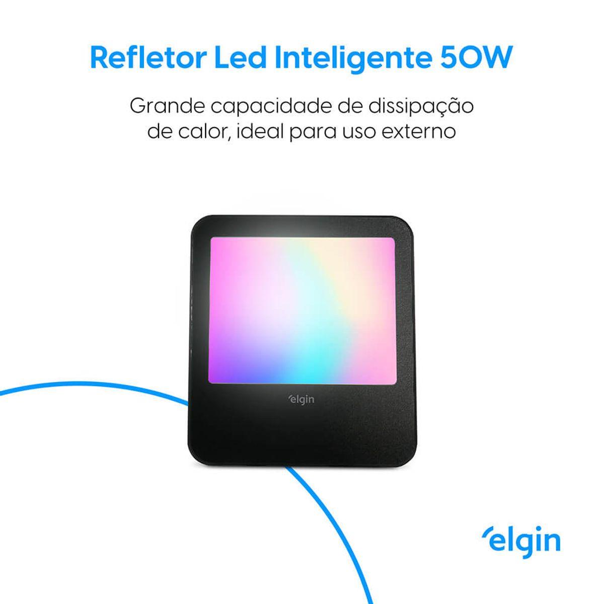 Projetor Refletor Smart Led 50W Compatível com Assistente Bivolt