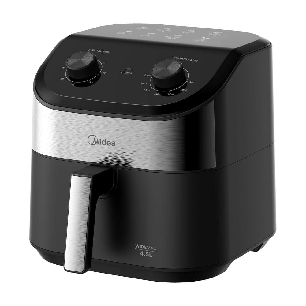 Fritadeira Air Fryer 4,5L Widemax Cyclone Preto e Inox Midea 127V
