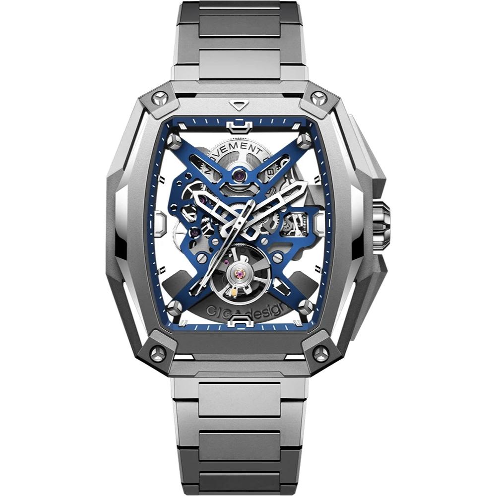 Relógio Masculino CIGA design Skeleton EDGE Hunter Azul Z041 TIBU 1T