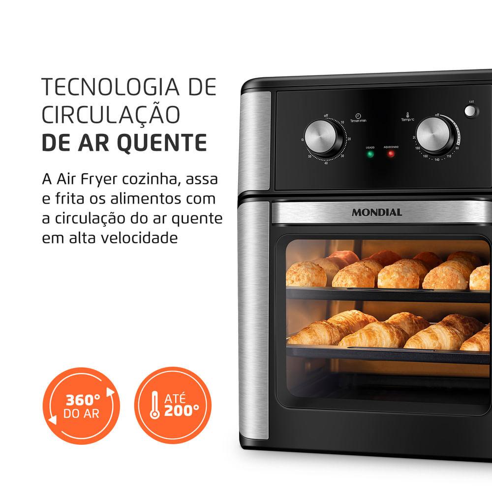 Fritadeira Air Fryer Forno Oven 12L Mondial Preto 2000W Afon-12L-Ab 220V