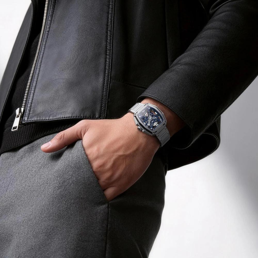Relógio Masculino CIGA design Skeleton EDGE Hunter Azul Z041 TIBU 1T