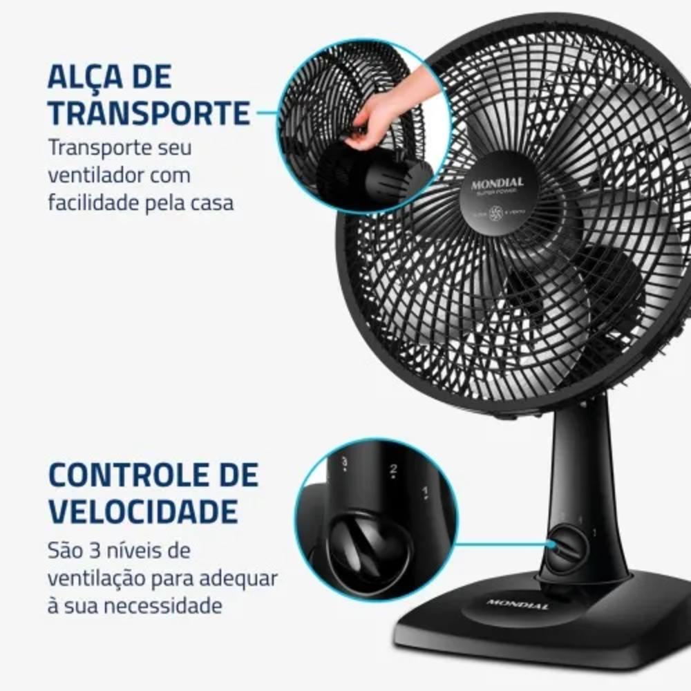 Ventilador de Mesa Mondial 30cm Super Power VSP–30–B 55W 220V Preto