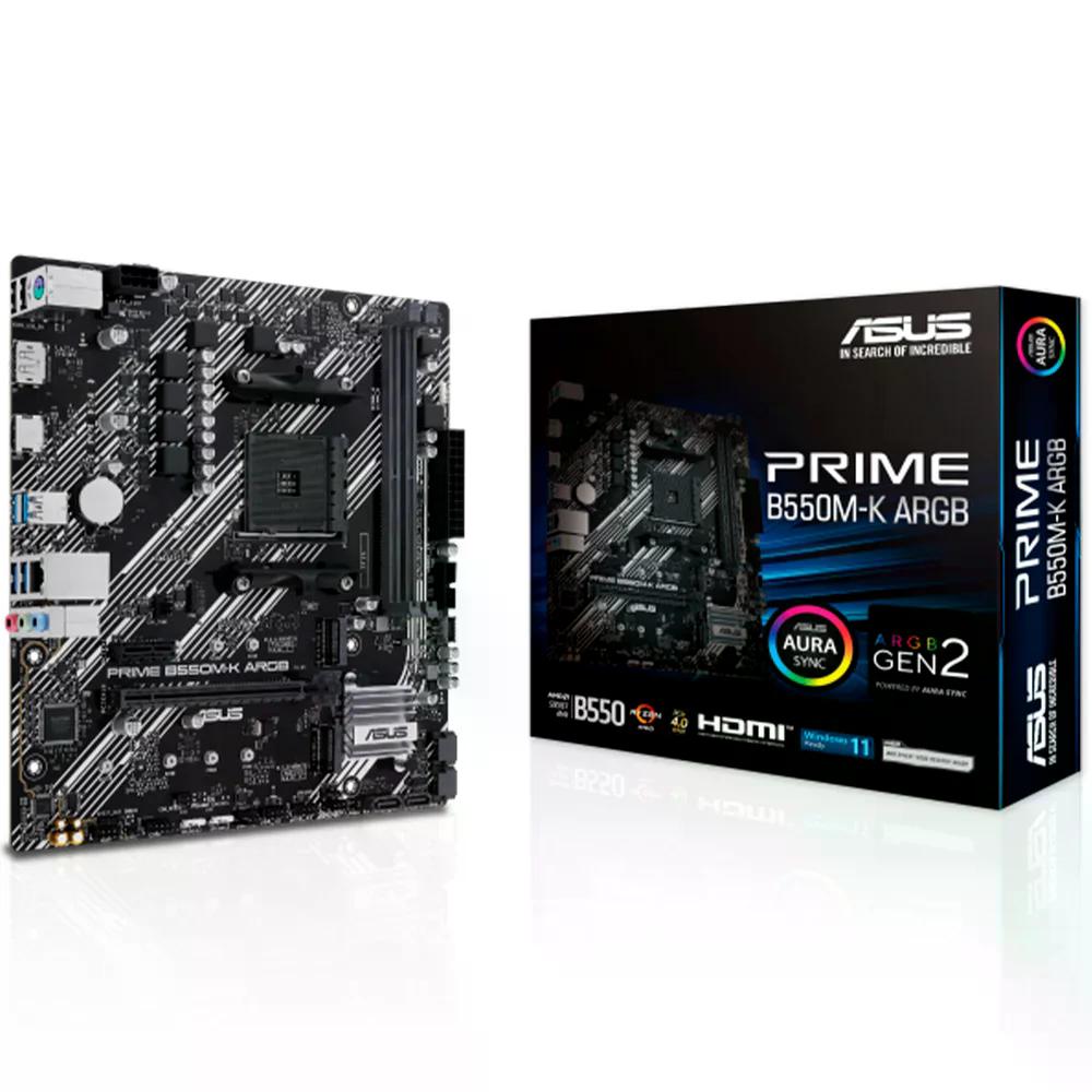Placa Mãe Asus Prime B550M–K ARG AM4 2xDDR4 Chipset AMD B550 mATX