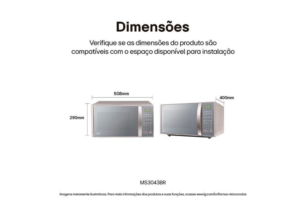 MICRO ONDAS 220V LG MS3043BRA 30L PRATA