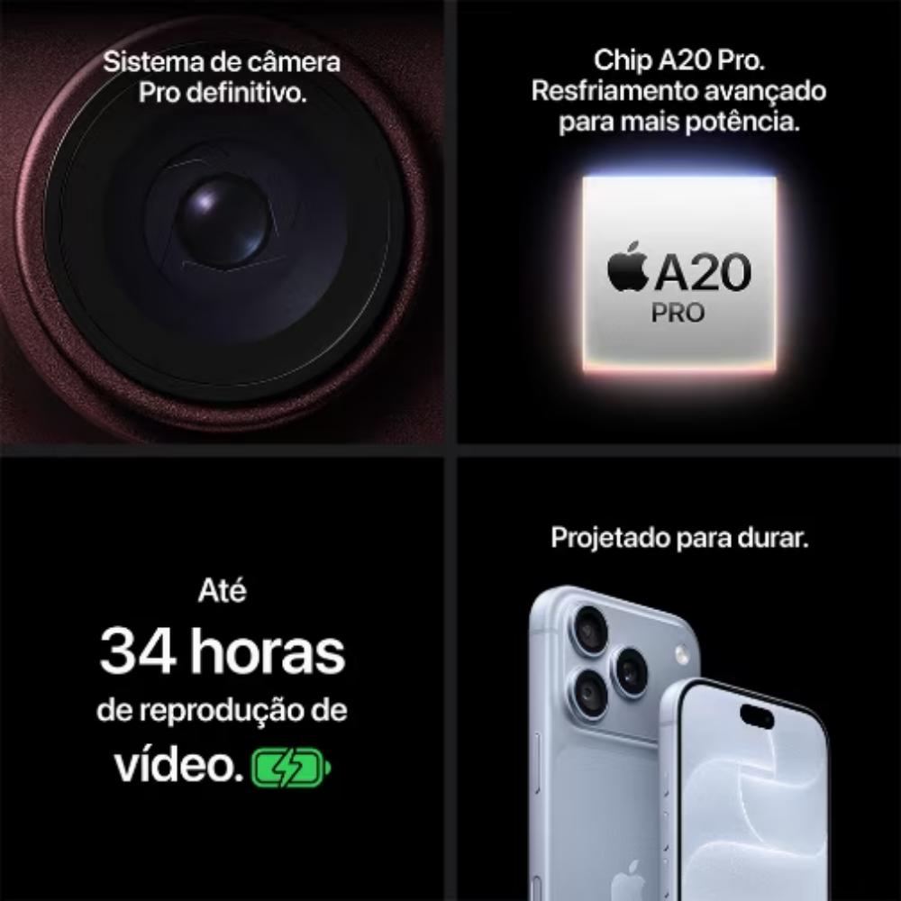 Apple iPhone 18 Pro 512GB Bordô Tela 6,3 pol. Câmera Tripla Principal Fusion 48 MP