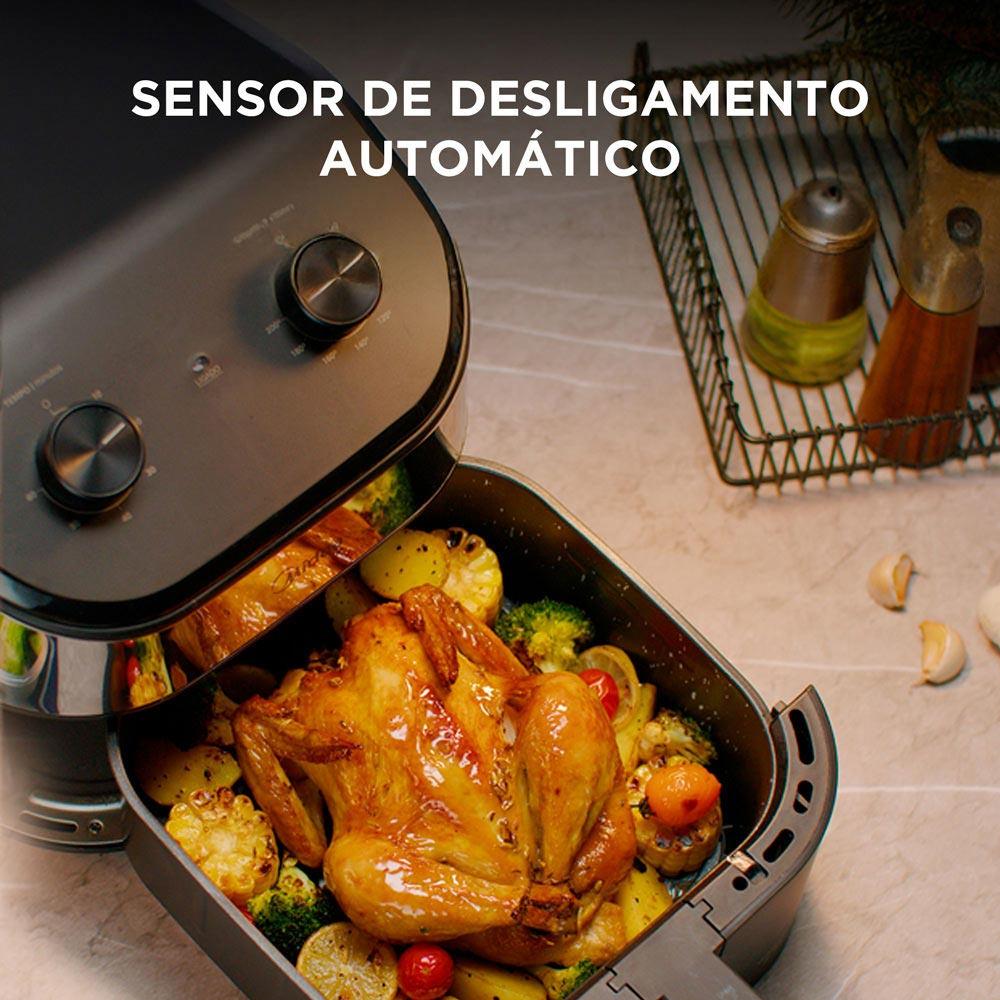 Fritadeira Air Fryer 4,5L Widemax Cyclone Preto e Inox Midea 127V