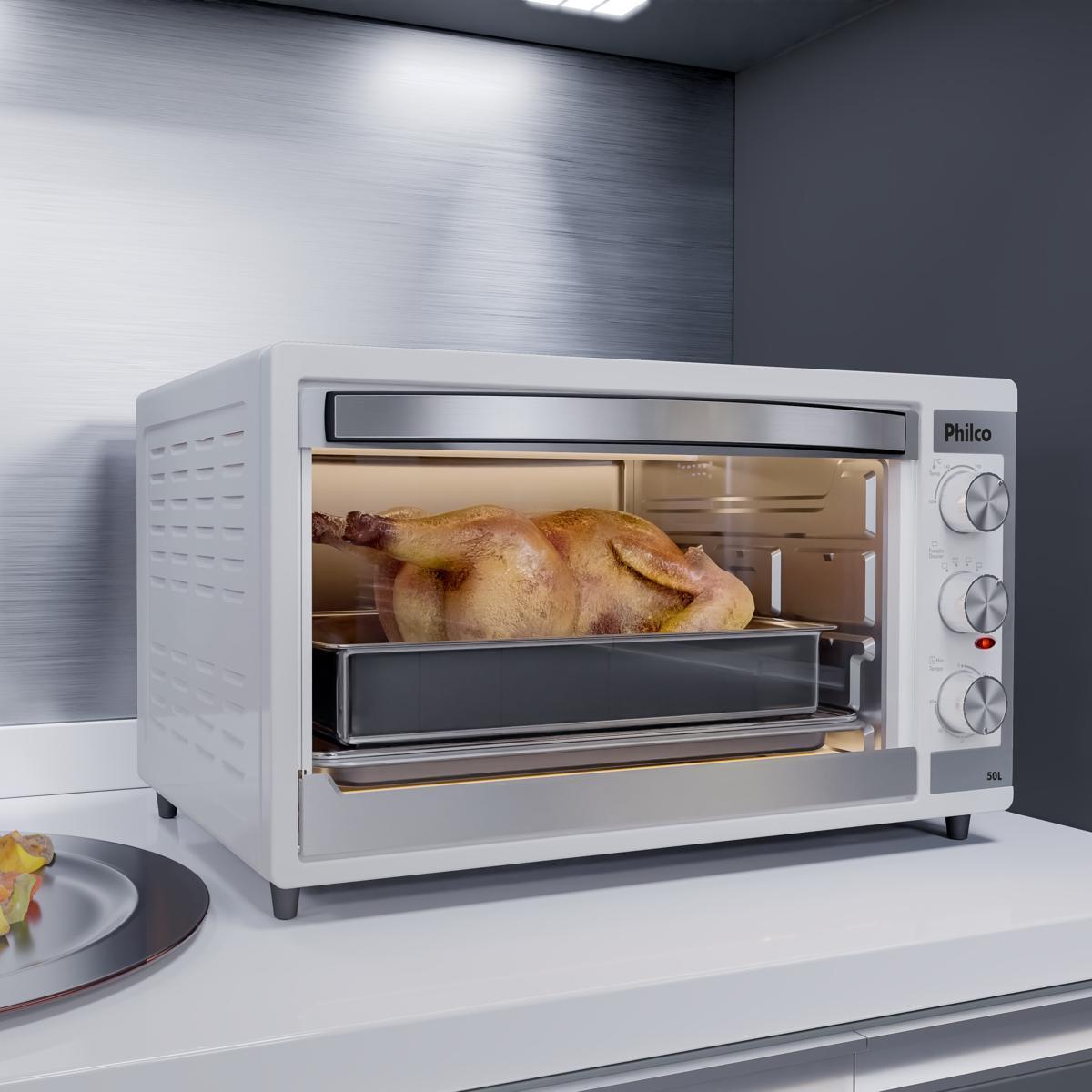 Forno Elétrico Philco 50L Branco Dupla Resistência PFE52B Branco 220V