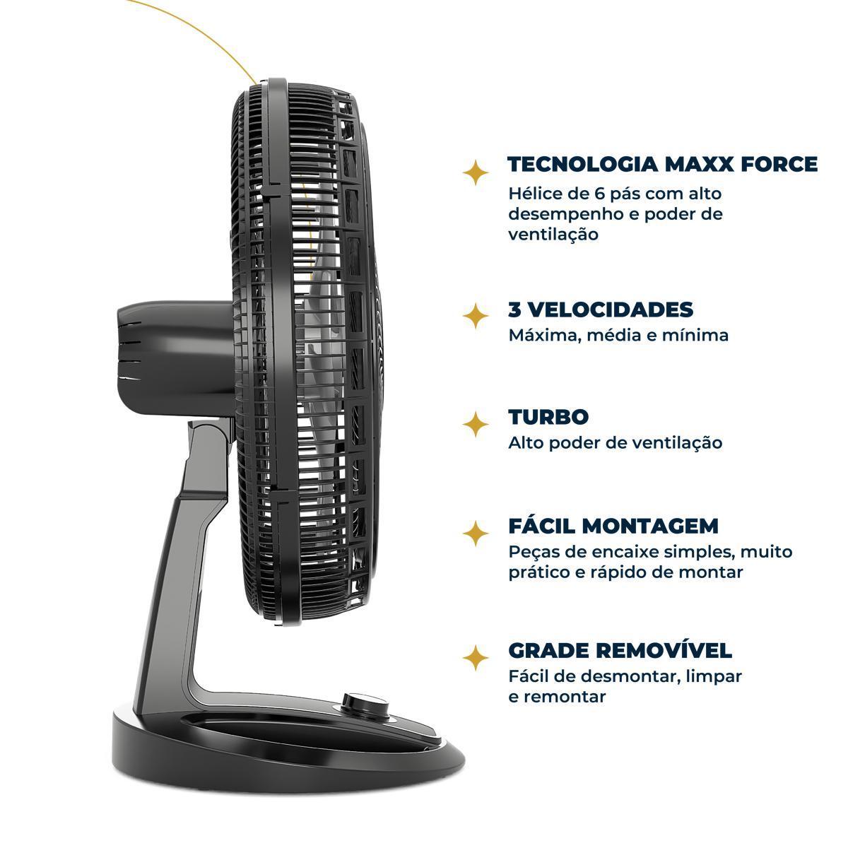 Ventilador Britânia 2 em 1 BVT500 Tecnologia Maxx Force 176W 127V Preto