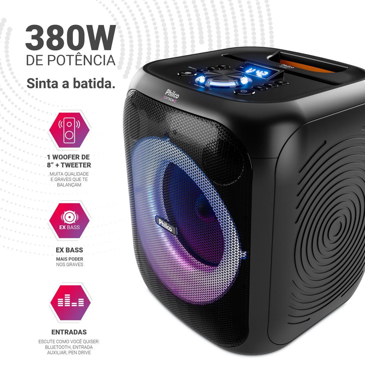 CAIXA ACUSTICA PCX4800 Flash Light 380w Preto Philco