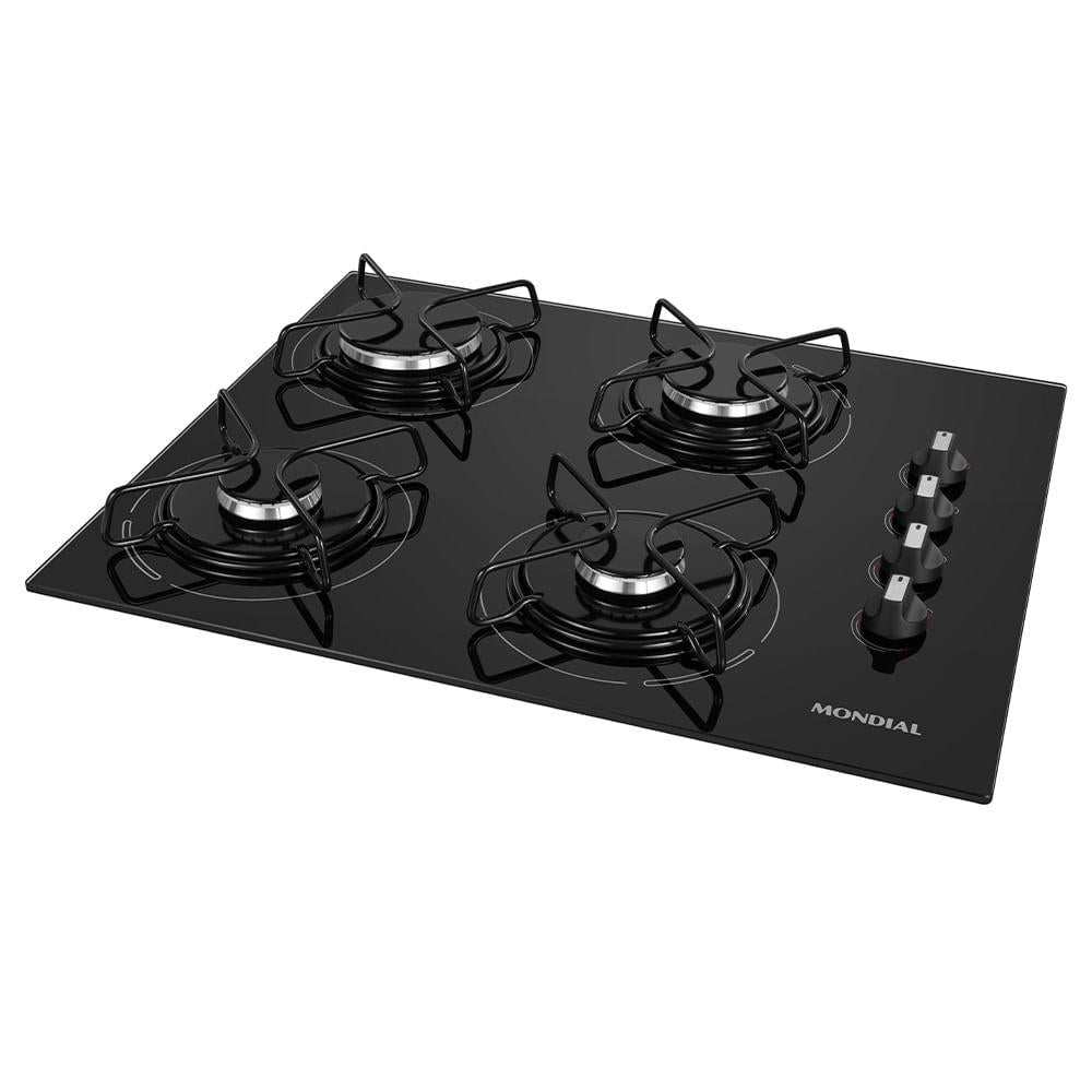 COOKTOP GÁS 4 BOCAS PRETO/INOX CTG01