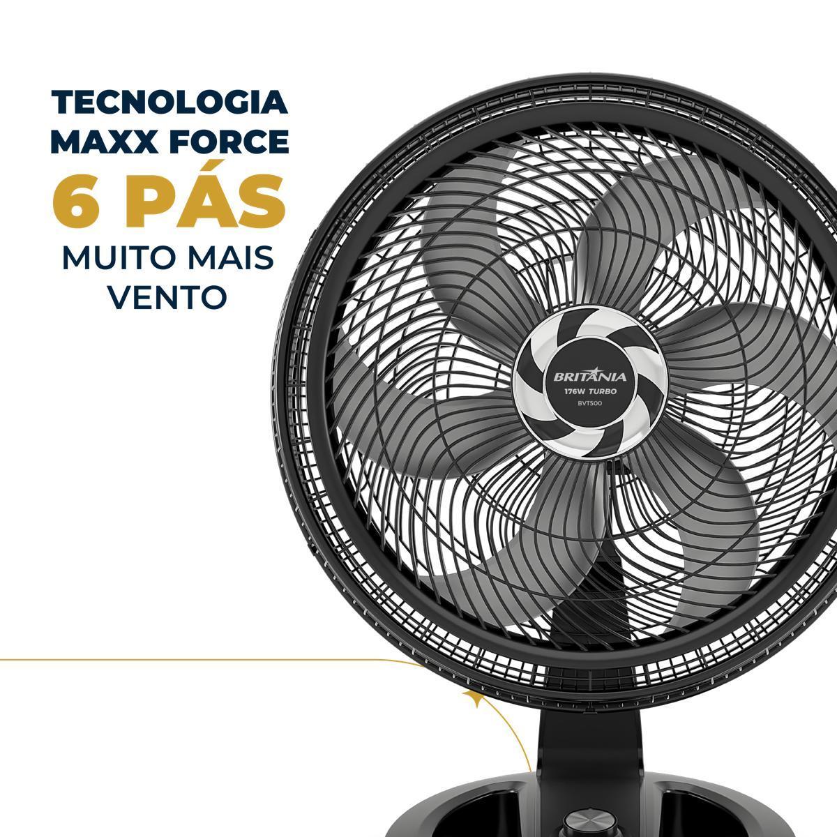 Ventilador Britânia 2 em 1 BVT500 Tecnologia Maxx Force 176W 127V Preto