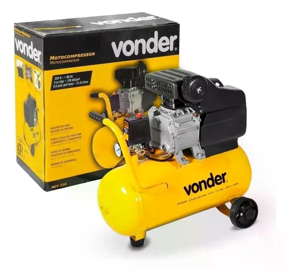 Motocompressor De Ar 21,6l Mcv 216 Vonder Cor Amarelo Fase Elétrica Monofásica Frequência 60 Hz