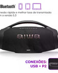 Caixa De Som Boombox Aiwa AWS-BBS-01B 200w IP66 30hs Bateria