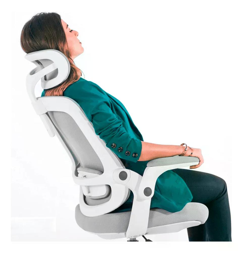 Cadeira de Escritório Ergonômica Cinza/Branca Elements Astra