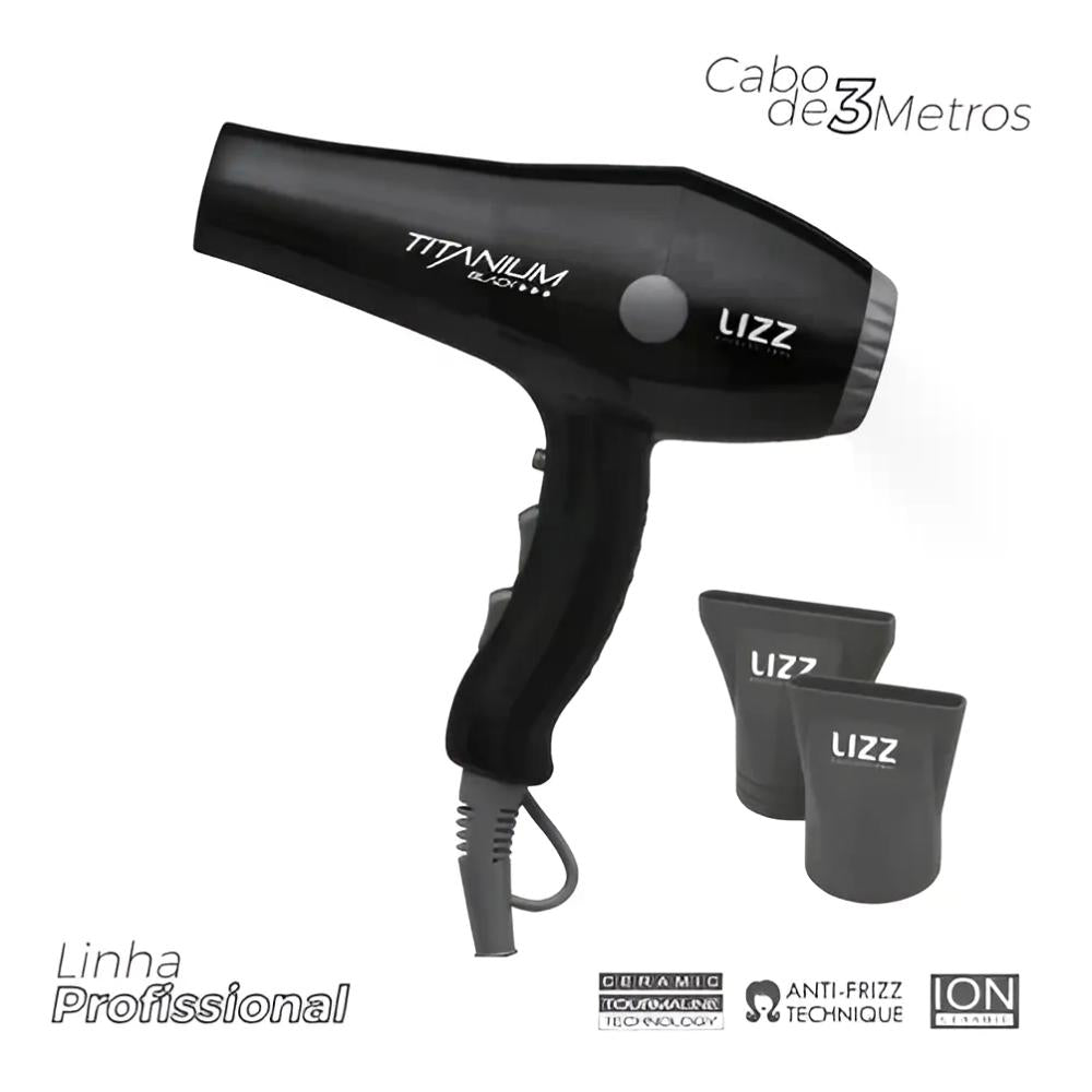 Secador De Cabelo Lizz Storm Titanium Profissional 2150w Preto E Cinza 127V