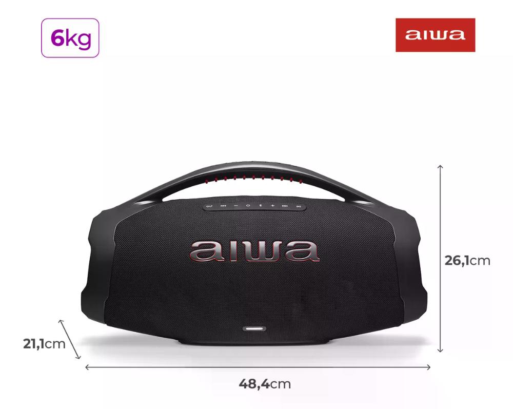 Caixa De Som Boombox Aiwa AWS-BBS-01B 200w IP66 30hs Bateria