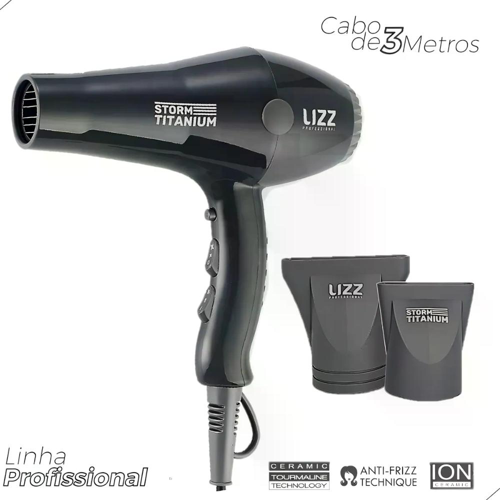 Secador Storm Titanium Profissional Lizz 2400w 220v Preto 220v