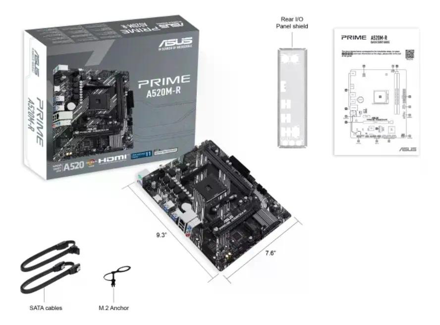 Placa Mãe Asus Prime A520m-r Am4 Ddr4 M.2 Chipset A520 Hdmi Preto