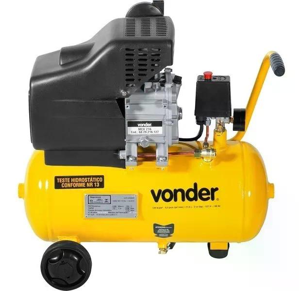 Motocompressor De Ar 21,6l Mcv 216 Vonder Cor Amarelo Fase Elétrica Monofásica Frequência 60 Hz