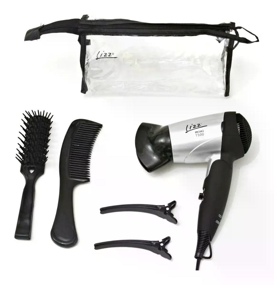 Secador De Cabelos Mini Prata Lizz Chaveado Prata Bivolt