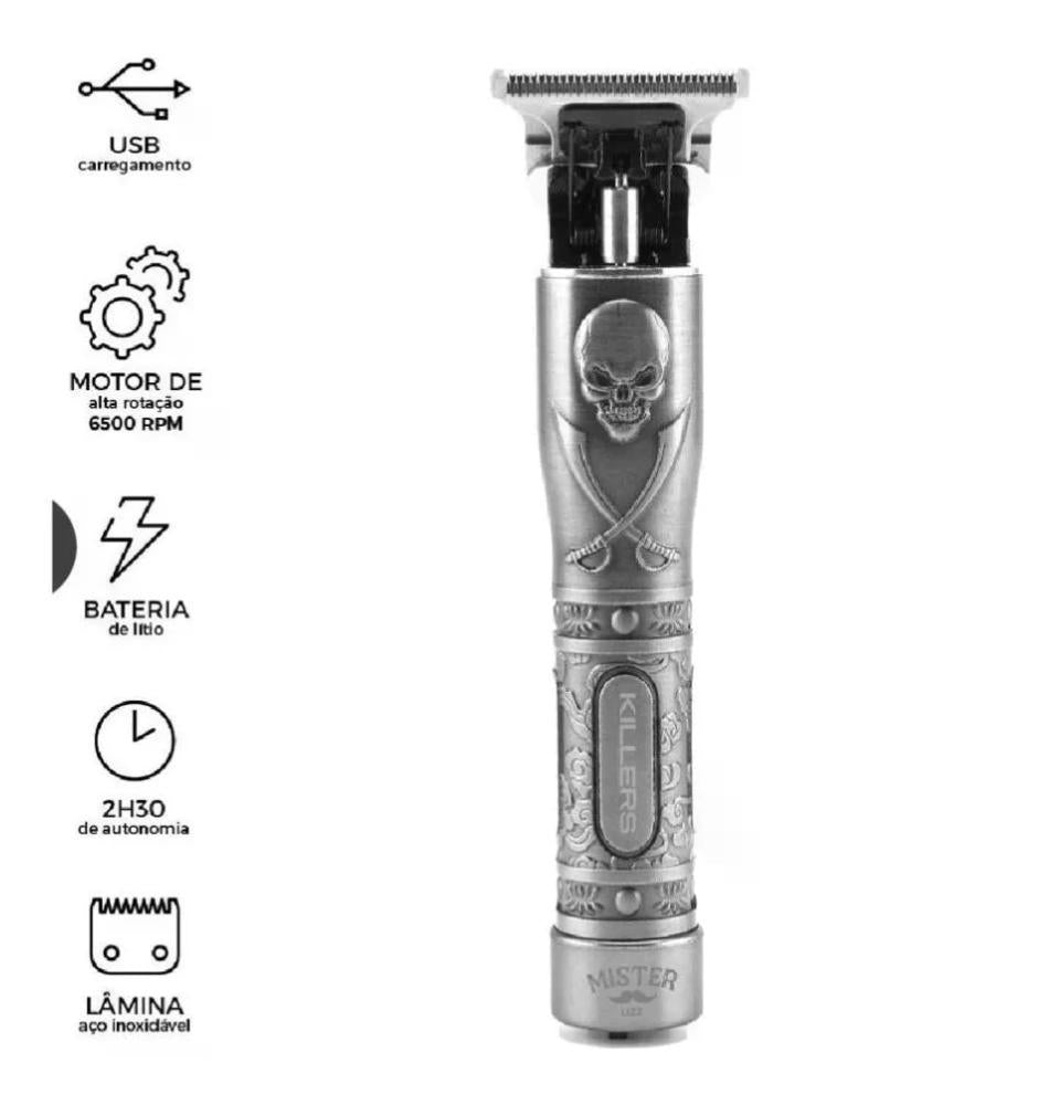 Maquina Lizz De Acabamento Mister Killers Profissional Sem Fio Cabo USB