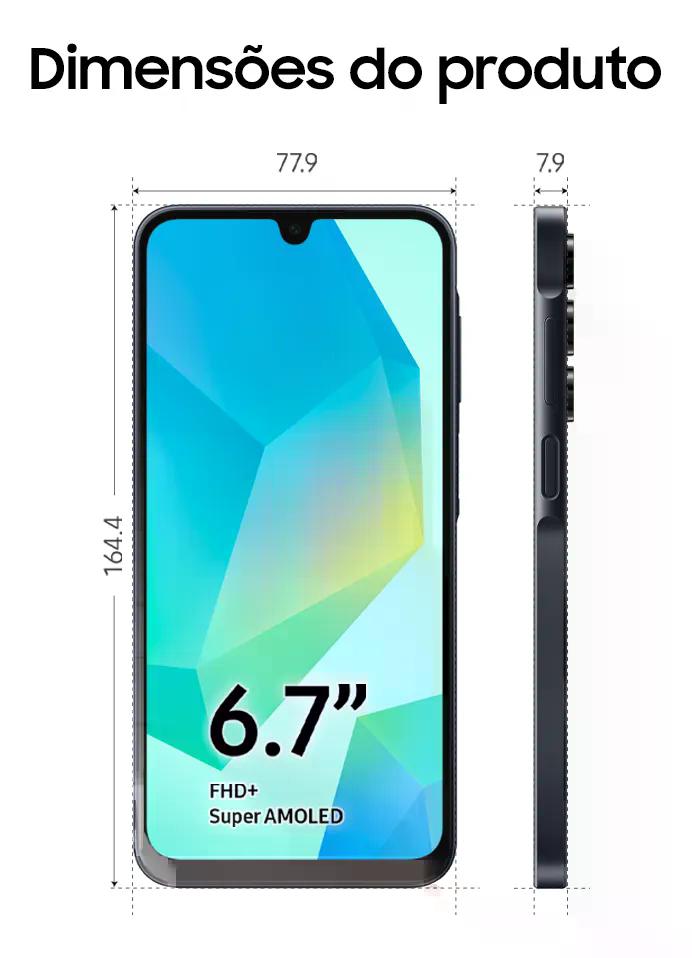 Smartphone Samsung Galaxy A16, 128GB + 4GB RAM, Câmera de até 50MP, Tela 6.7", NFC, IP54, Bateria 5000 mAh - Preto