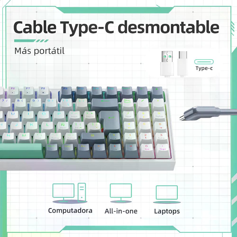 Teclado Gamer Machenike K500-b94 Qwerty Machenike Cinza Inglês Us