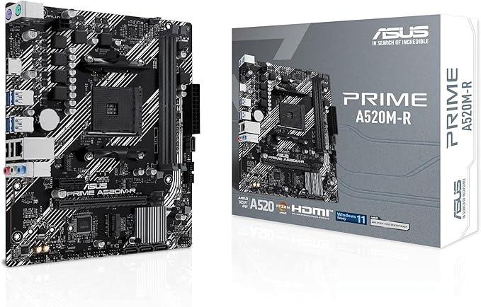 Placa Mãe Asus Prime A520m-r Am4 Ddr4 M.2 Chipset A520 Hdmi Preto