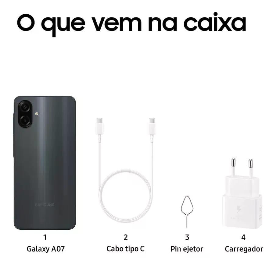 Smartphone Samsung Galaxy A07 128gb 4gb Ram - Preto