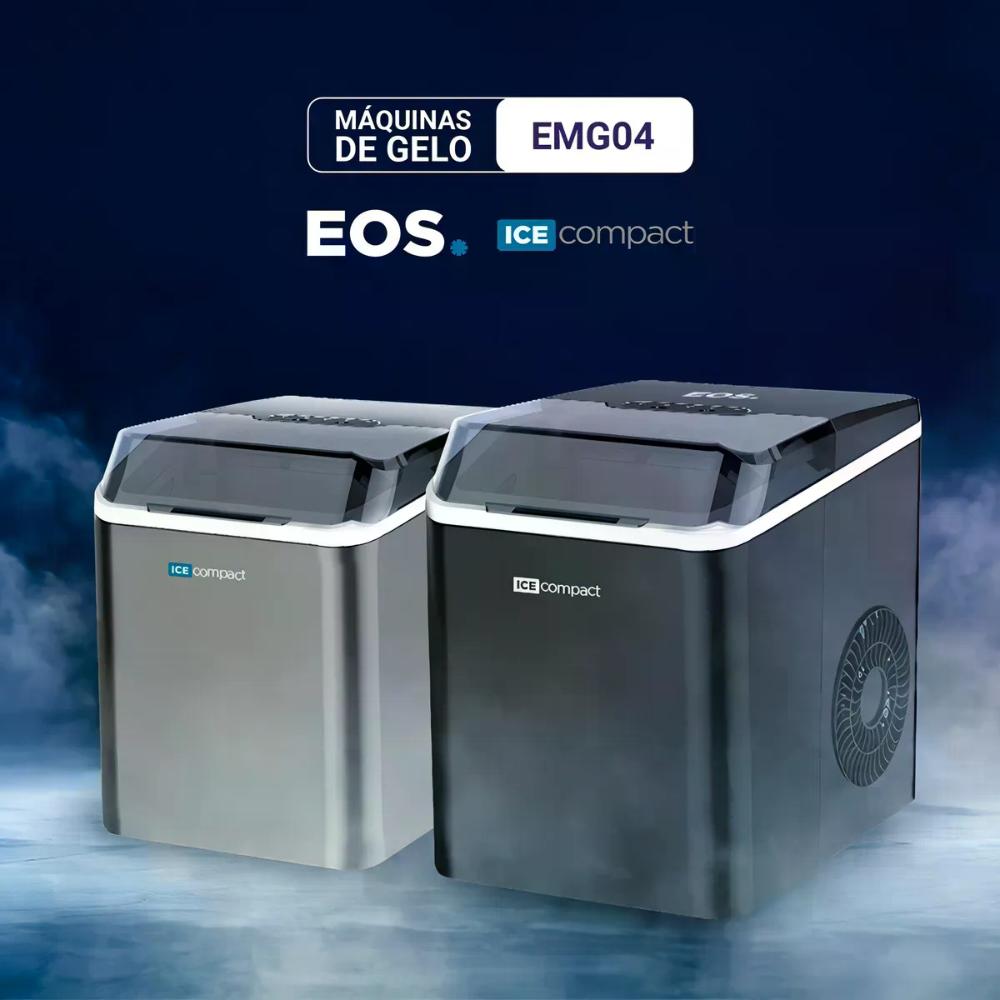 Maquina De Gelo 12kg Eos Ice Compact Preta Emg04p 127v Preto