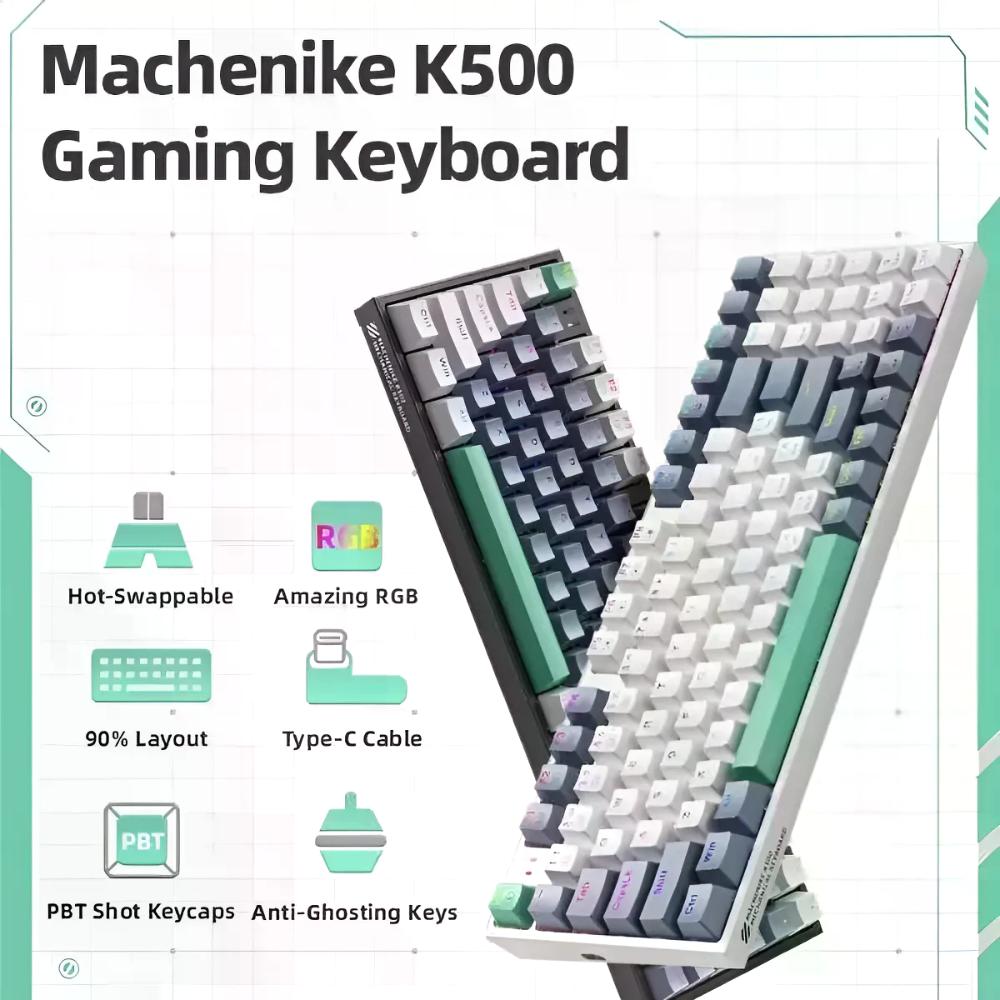 Teclado Gamer Machenike K500-b94 Qwerty Machenike Cinza Inglês Us