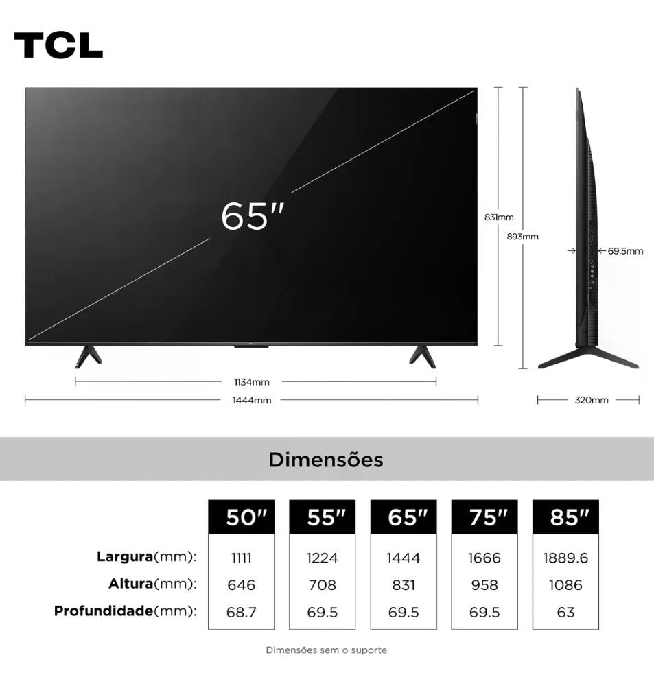 Smart Tv Tcl 65 Polegadas Qled 4k P7k Wifi Bluetooth
