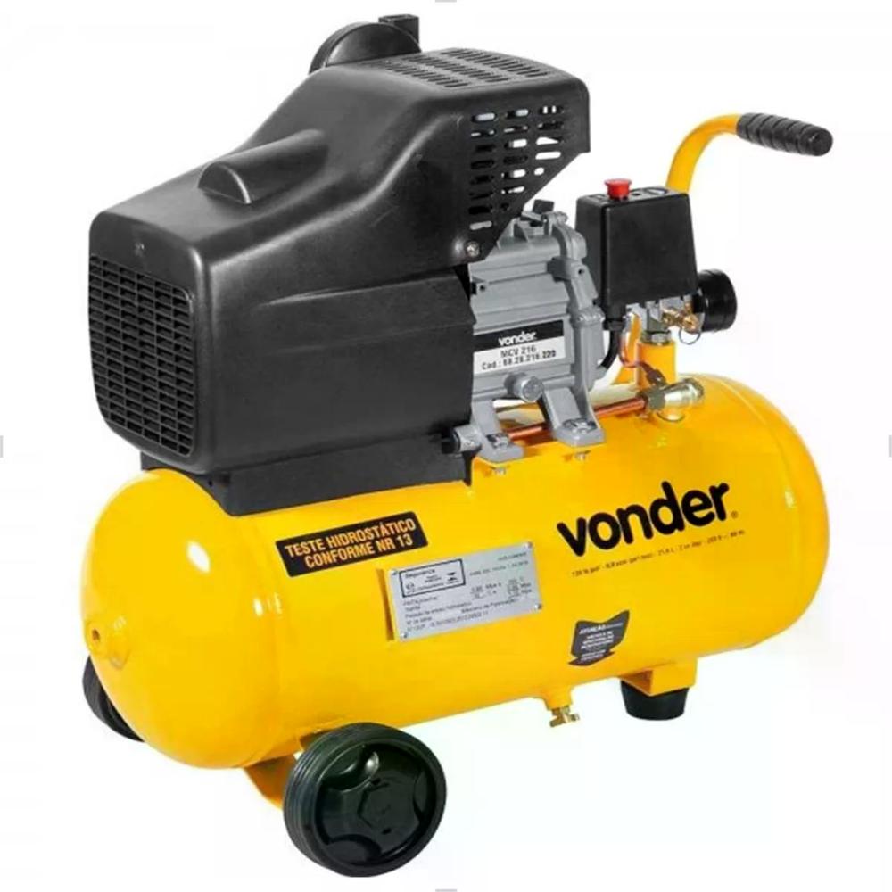 Motocompressor De Ar 21,6l Mcv 216 Vonder Cor Amarelo Fase Elétrica Monofásica Frequência 60 Hz